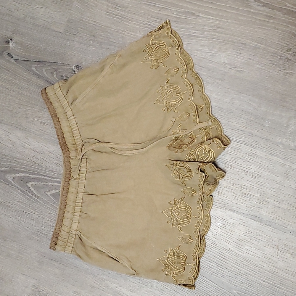 Anthropologie Hei Hei linen blend embroidered shorts women size S